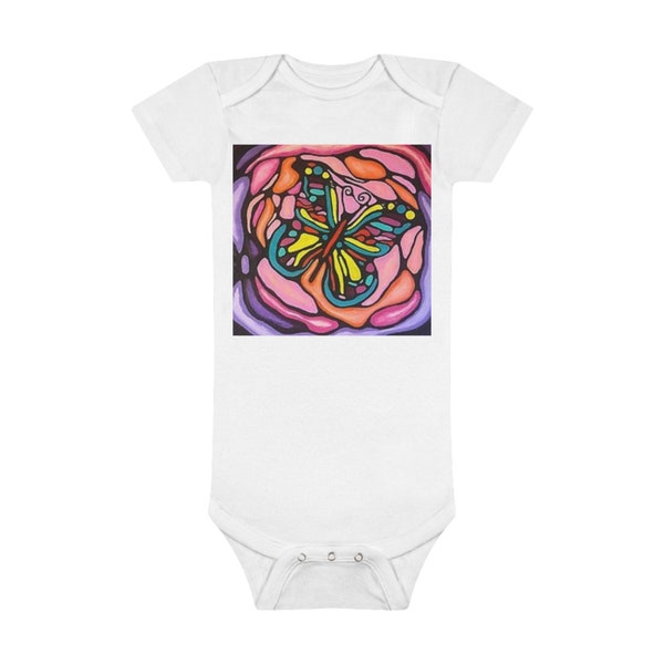 Wings of Love Butterfly Collection Organic Baby Bodysuit Onesie® | Eco-Friendly Infant Apparel Cozy, Cute, and Comfortable Custom Fashion