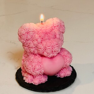 Rose Scented Candle, Teddy Rose Candle, Pink Candle, Gift, Decorative Soy Candle