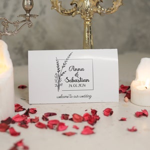 Cartões de lugar minimalistas modernos impressos, cartões de nome de mesa de casamento personalizados, cartões de lugar de casamento personalizados, cartão de nome, placa de decoração de casamento