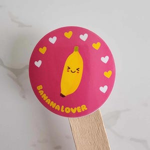 Sex Positive Banana Lover Sticker, Fun Fruit Sticker, Vinyl Decal, Cute and Bold Sticker, Laptop and Journal Decor, Empowering, Hearts, Pink