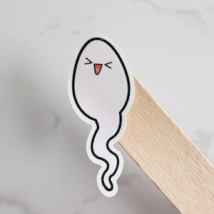 Cute Sperm Sticker | Fun Sex Ed Design for Laptop, Notebook, Water Bottle, Bachelorette, White, Waterproof, Matte, Gloss, Cartoon Decal