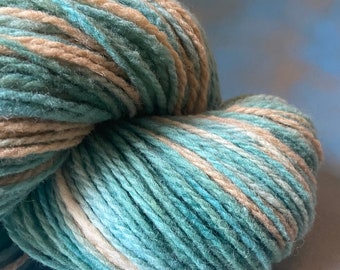 Dreamy Handdyed worsted weight 100% natural Wool Yarn Hank (235 yards) in AQUAPOISE