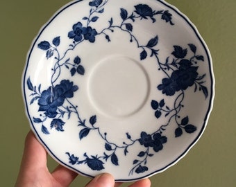 Royal Meissen saucer plate fine china vintage japan 6 inches scalloped edge blue & white floral