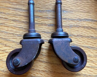 2 Vintage salvaged industrial steel casters (Daisy no.3) for your handmade or altered furniture!