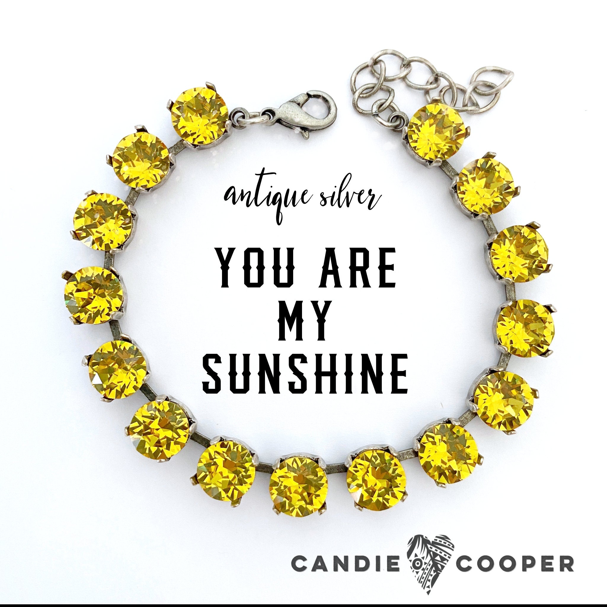 You are My Sunshine Antique Silver Crystal Bracelet kit = DIY Jewelry