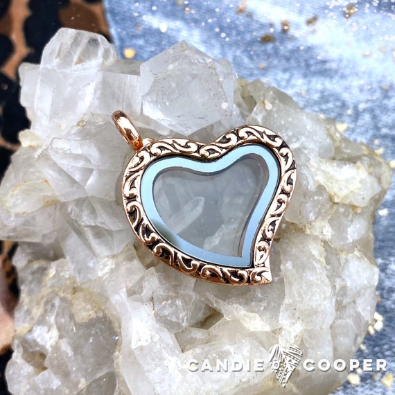 Rose Gold Heart Window Locket Pendant 