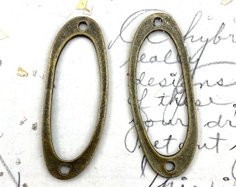 Last One! - Oval Antique Brass Link Pair- DIY Jewelry