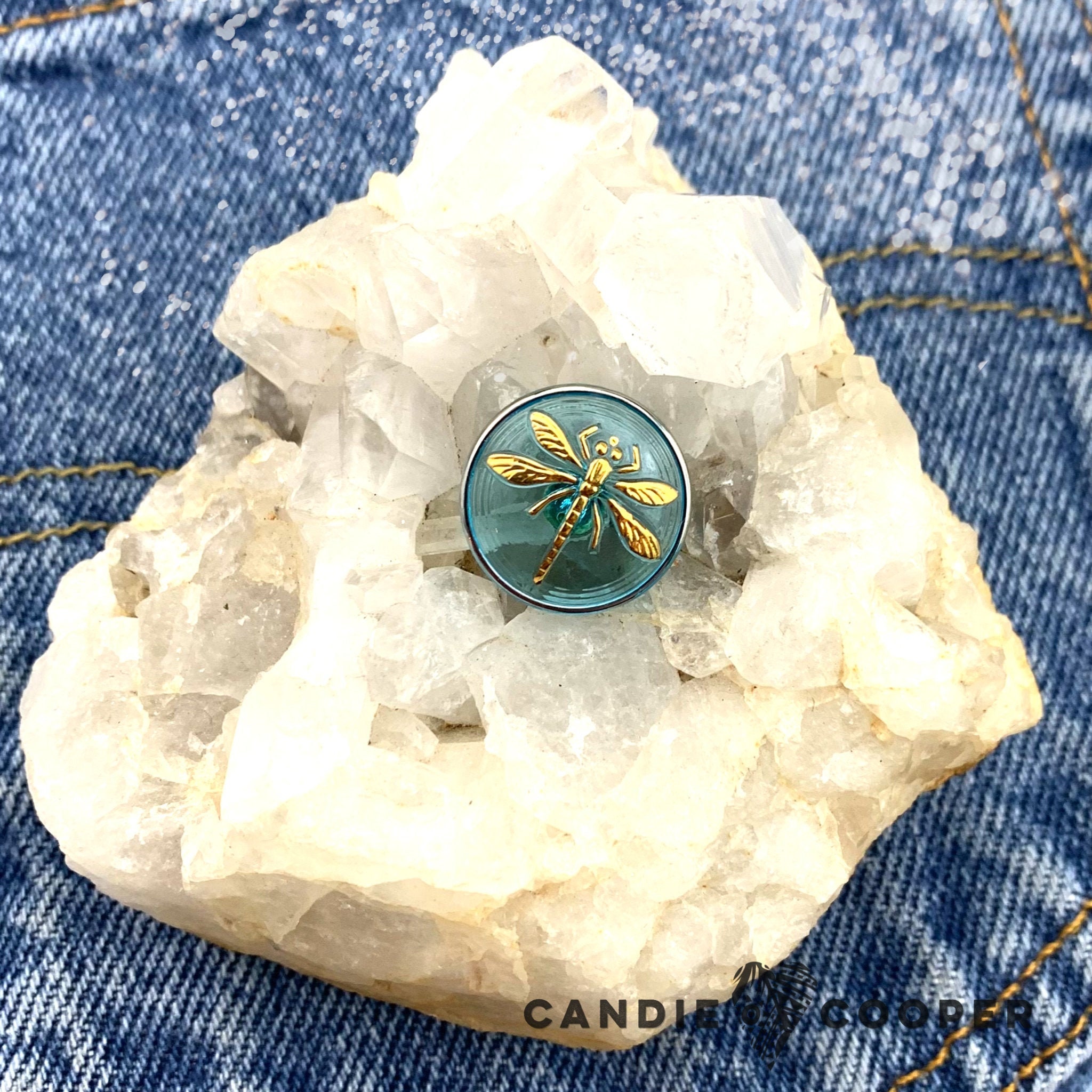 Golden Dragonfly Button - DIY Jewelry