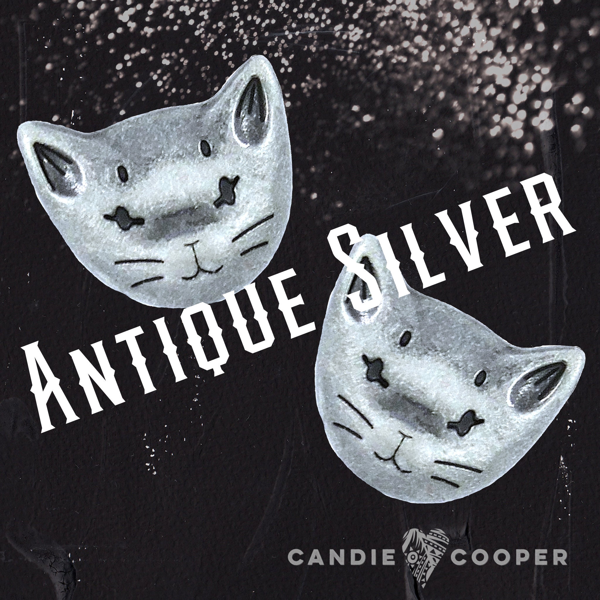 Antique Silver Purrfect Cat Button - DIY Jewelry
