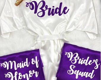 Bridesmaid robes- Bridal Party Robes- Birthday Squad Robes- Satin Robes- Wedding Gifts- Personalized robes- Silky Satin Robes-bride robes