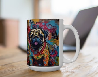 pug graffiti Ceramic Mug 15oz