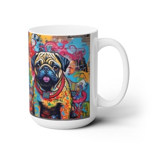 pug graffiti Ceramic Mug 15oz zdjęcie 4