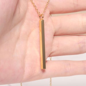 Collier barre verticale en argent sterling plaqué or - Bijoux modernes minimalistes