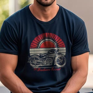 Indian Scout 1928 Vintage T-shirt, Classic Motorcycle Retro Tee, Unisex Top for Motorbike Enthusiasts, Biker Gift, Garment-Dyed Shirt,