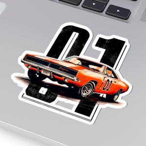 General Lee Muskel Coupé Kiss-Cut Aufkleber, 1969 Auto, Retro Pop Kultur Aufkleber, Erinnerungsstücke an die TV-Serie, Herzöge von Hazzard Vinyl Aufkleber