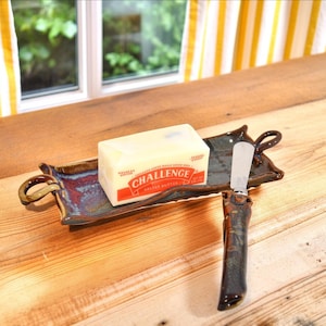 Handmade Pottery Butter Dish: Glazed Ceramic Tray