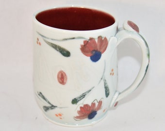 Extra Large Handmade Pottery Mug with MOM on it. Holds 20 Ounces. Tea Lover Gift, Pottery Coffee Mugs, Coffee Cup, Tea Mug, Beer Mug