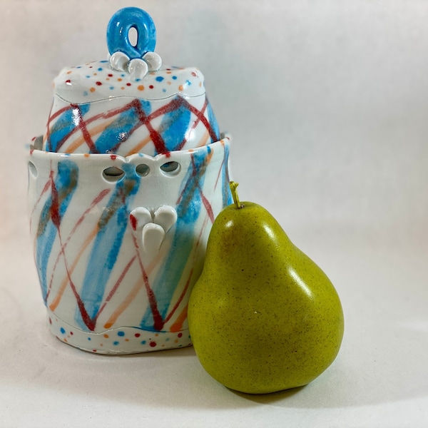 Unique Handmade Ceramic Jar. Sugar, Tea, Candy, Salt Holder. Anniversary Gift.