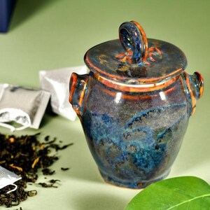 Small Kitchen Canister Tea Jar | Earthy Neutral Home Decor