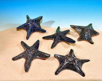 Estrellas de mar y estrellas de mar para colgar en la pared: pieza de cerámica náutica hecha a mano para decorar la playa.