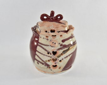 Shino Glazed Garlic Jar. 9th Anniversary Gift Ceramics and Pottery