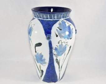 Tall Floral Design Porcelain Vase