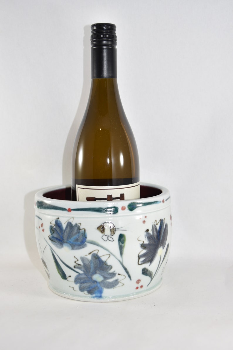 Save the Bees Ceramic utensil crock for kitchen or wine bottle holder. image 4