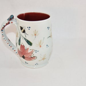 Large Ceramic Coffee Cup with Heart and XOXO Holds 20 Ounces. Pottery Tea cup , Ceramics and Pottery Anniversary Gift image 2