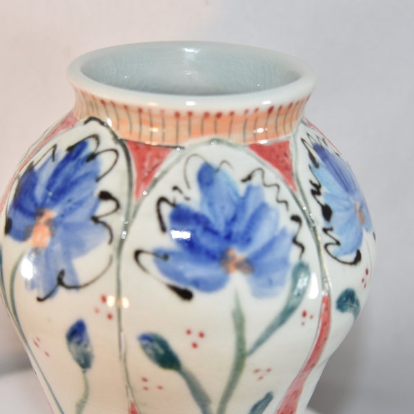 Italian Floral Design Porcelain Vase