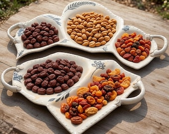 Artisan Ceramic Appetizer Tray Set of Two |  Charcuterie Platter for Weddings, Housewarmings, Hosting Parties