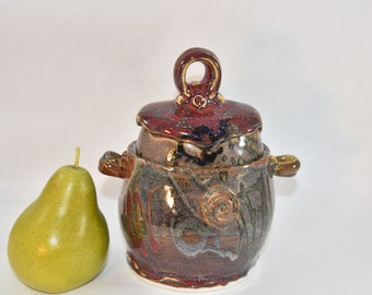Lidded Jar, Ceramic Kitchen Canister for Tea, Coffee, Sugar,  Salt, Honey.  Stash Jar. Handmade Pottery by Deb Babcock