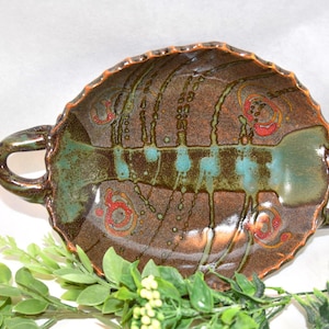 Pottery Serving Bowl with Handles - Earthtone Handmade  - Versatile Ceramic Fruit Dish & Centerpiece