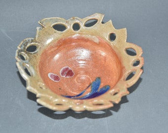 Pottery Bowl with Decorative Rim in Shino Glaze. Handmade Colorado Pottery