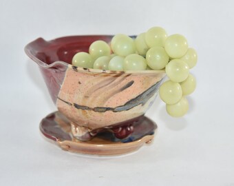Berry Bowl Colander,  Small Sieve Strainer in Shino Glaze. 9th Anniversary Gift Ceramics and Pottery
