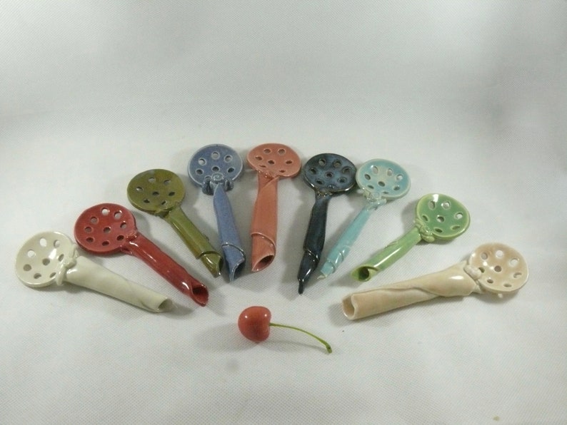 Handmade Small Slotted Spoon. Olive Spoon. Ceramic Tea Etsy