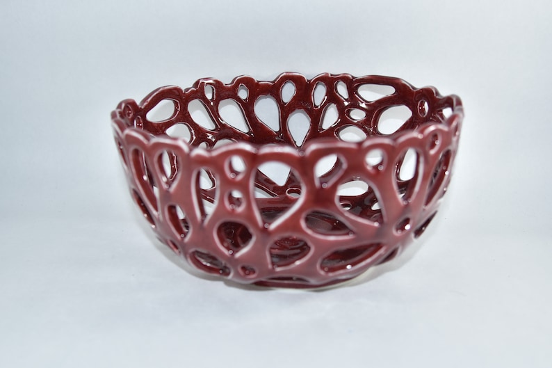 Red Fruit Bowl. Modern Kitchen Decor. image 1