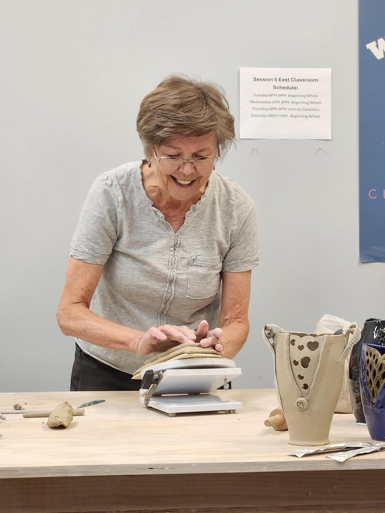 Handmade Pottery Vase with Textured Design image 7
