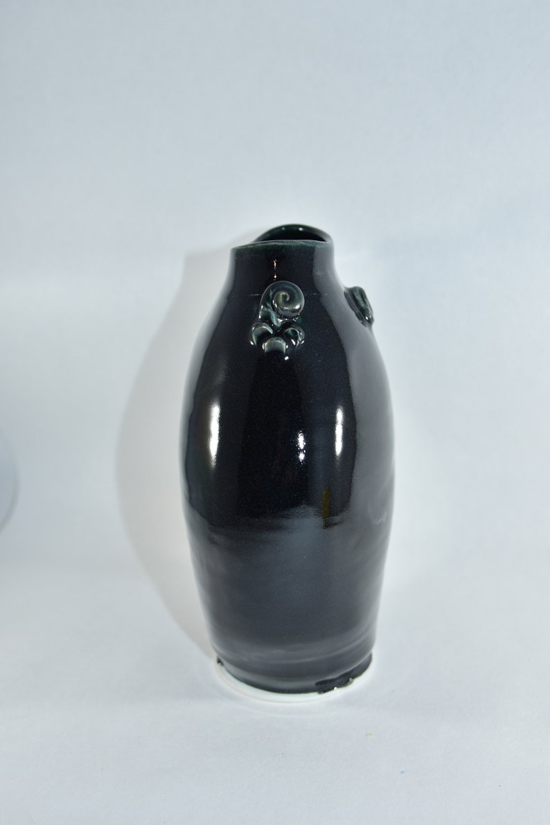 Porcelain Vase in Black Glaze. Stunning Handmade Pottery. image 2