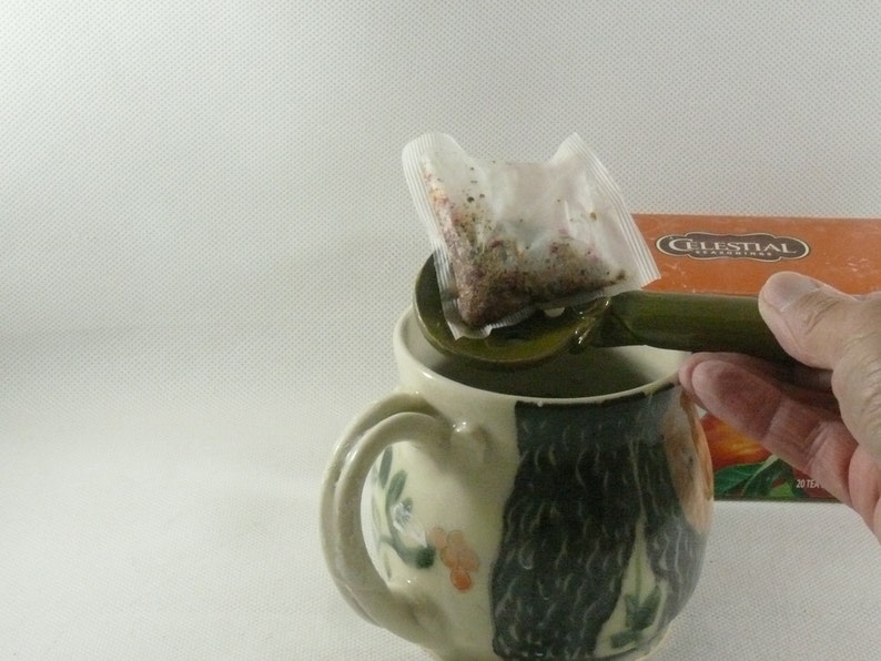 Handmade small slotted spoon. Olive spoon. Ceramic tea strainer. Tea bag holder. Mini colander image 7