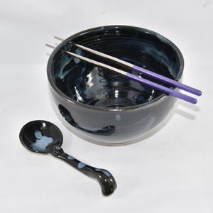Extra Large Handmade Ramen Bowl: 42 oz Pottery with Chopsticks