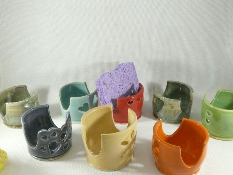 Ceramic Sponge Holder for Kitchen Sink. Scrubby Holder. Scrubbie Bowl for Sponge. Cup for Scrubber. image 8