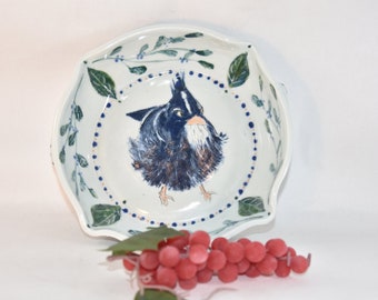 Ceramic Baking Dish with Blue Bird