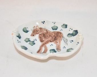 Small Dish with Brown Horse Art for Trinkets and Treasure