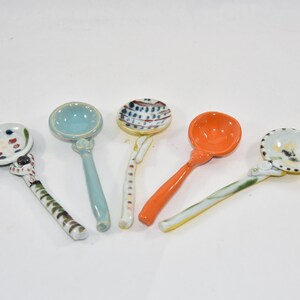 Colorful Small Ceramic Spoons. Handmade Pottery Ceramic Teaspoon, sugar spoon, salt spoon, coffee spoon image 3