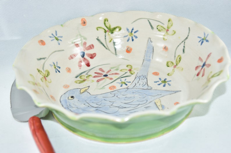 Quiche Baking Dish with Bluebird. Bird Ceramic Cake Pan. Pie Etsy