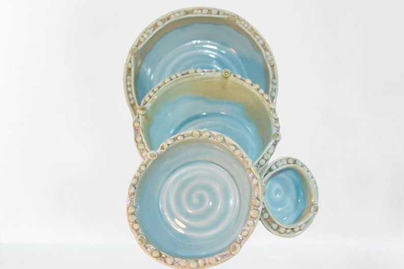 4 Piece Nesting Bowl Set in Sand and Sea Colors image 1