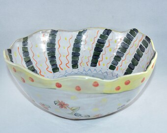 Giant Serving Bowl with Tulip Design