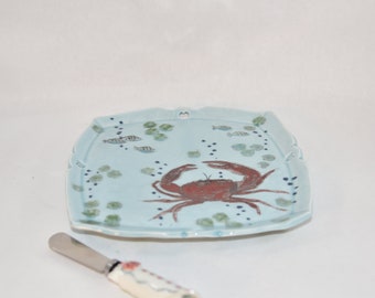 SECOND: Square Plate with Crab Design