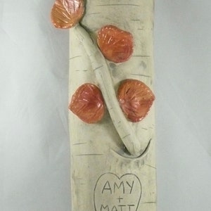 MADE TO ORDER Personalized aspen tree wedding gift for couples. Colorado Wedding. 9TH Anniversary Gift. Ceramics and Pottery. Peach/yellow combo