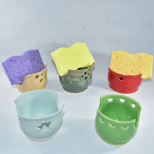 Ceramic Sponge Holder for Kitchen Sink. Scrubby Holder. Scrubbie Bowl for Sponge. Cup for Scrubber. image 9